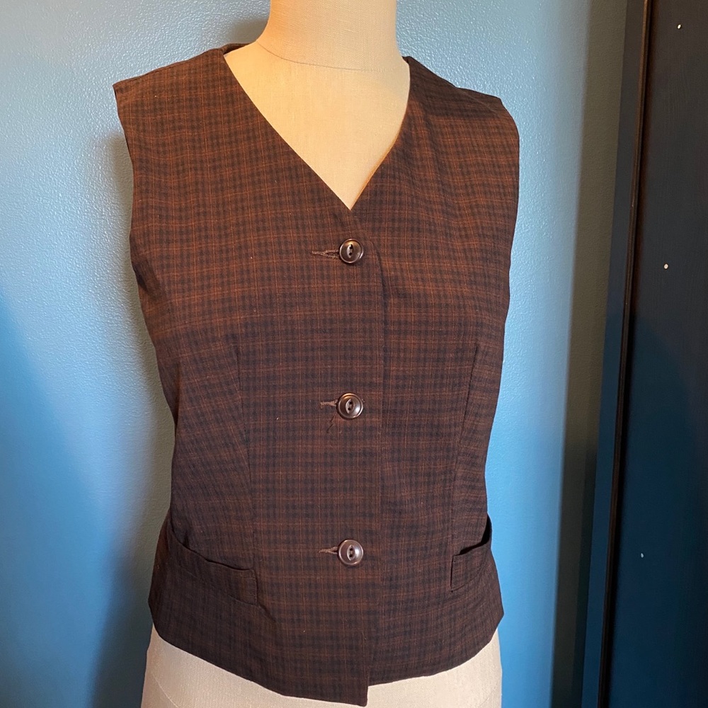 Vintage Esprit De Corp Brown Plaid Vest